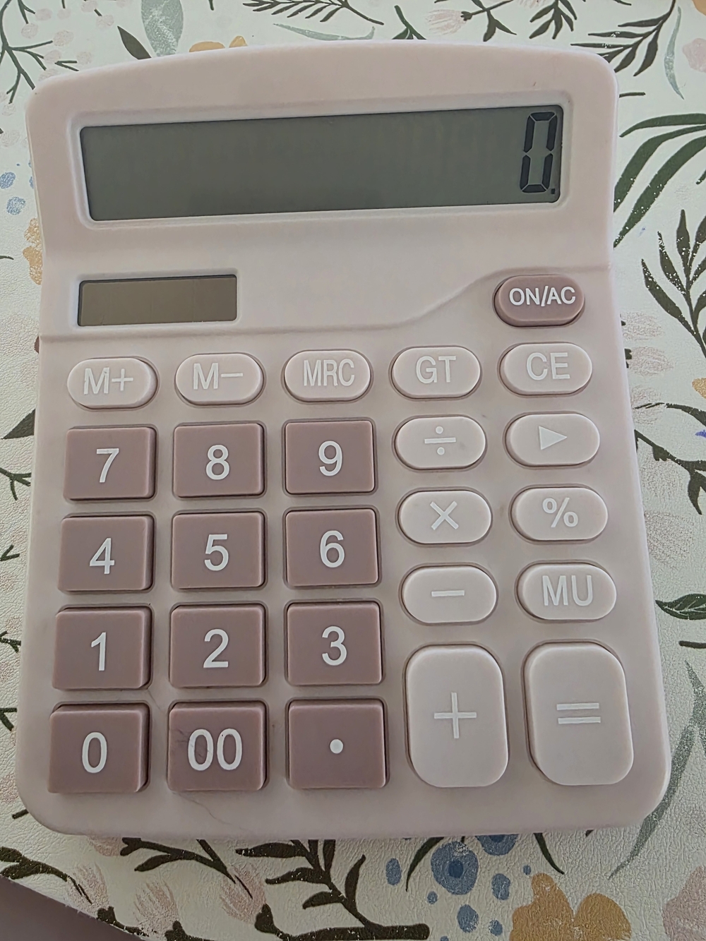 Pink Desktop Calculator - Compact 12-Digit Portable Calculator